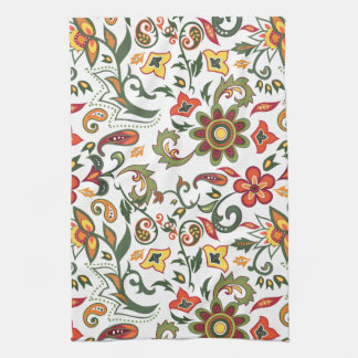 Keukenhanddoek met bloemdecoratieve patronen