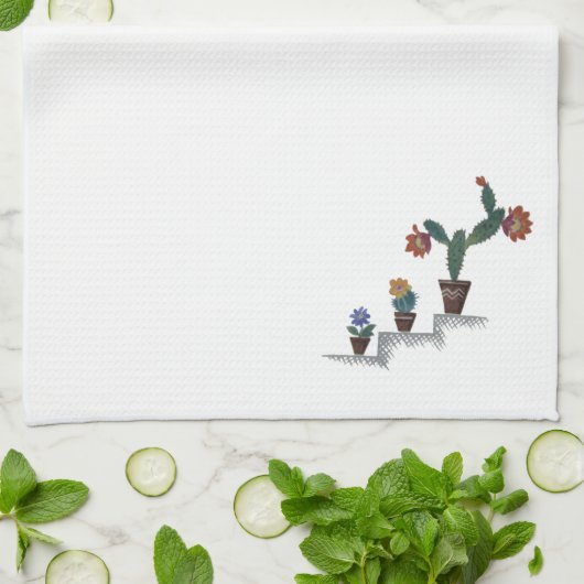 Keukenhanddoek met cactus-decoratie (Gevouwen)
