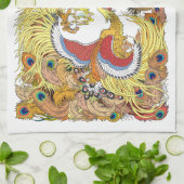 keukenhanddoek met Chinese draak en fenix (Gevouwen)