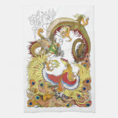 keukenhanddoek met Chinese draak en fenix (Verticaal)