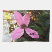 Keukenhanddoek met echte bloem. (Horizontaal)