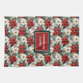 Keukenhanddoek met eigen naam Chic Kerstkrans (Horizontaal)