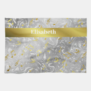 keukenhanddoek met elegante muzieknoten