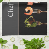 Keukenhanddoek met eten op vorken (Gevouwen)