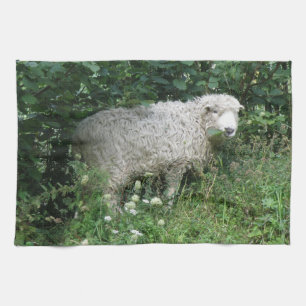 Keukenhanddoek met fluffy witte schapen