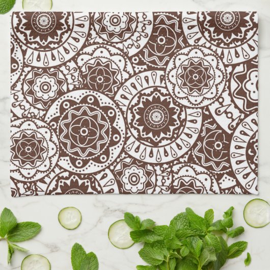 Keukenhanddoek met folkversiering (Gevouwen)