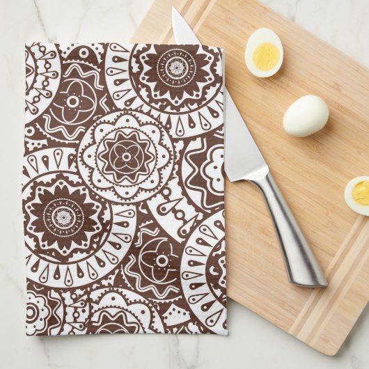 Keukenhanddoek met folkversiering (Quarter Fold)