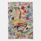 Keukenhanddoek met gemengde media bloemhond (Verticaal)