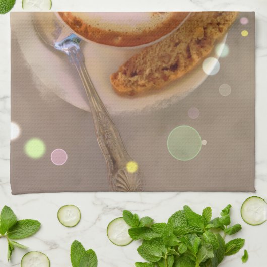 keukenhanddoek met koffiebeker en biscotti - afbee (Gevouwen)