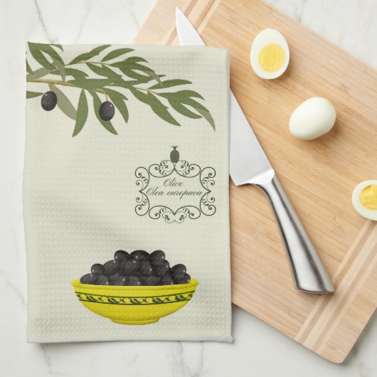 Keukenhanddoek met olijven (Quarter Fold)