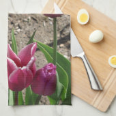 Keukenhanddoek met paarse tulpen (Quarter Fold)