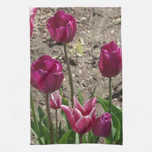 Keukenhanddoek met paarse tulpen (Verticaal)