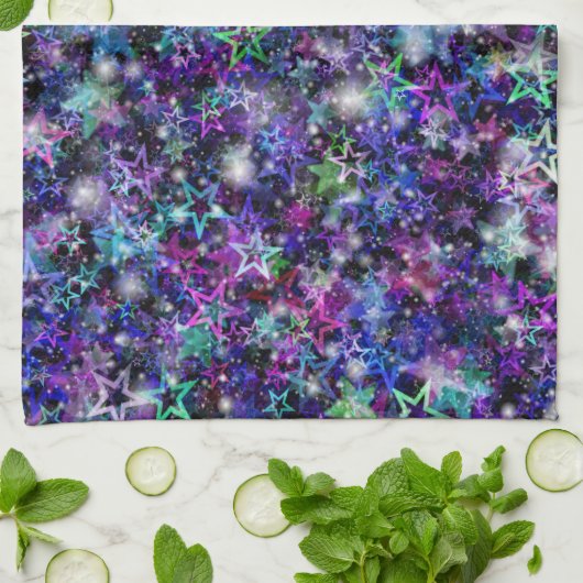 keukenhanddoek met regenboogsterren (Gevouwen)