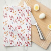  keukenhanddoek met rode bloemen (Quarter Fold)