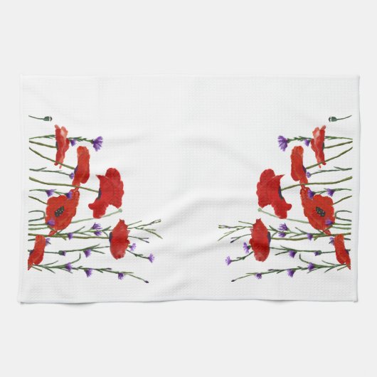  keukenhanddoek met rode papies (Horizontaal)