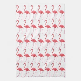 keukenhanddoek met roze flamingos