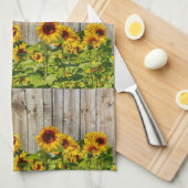 Keukenhanddoek met rustieke zonnebloemstijl (Quarter Fold)