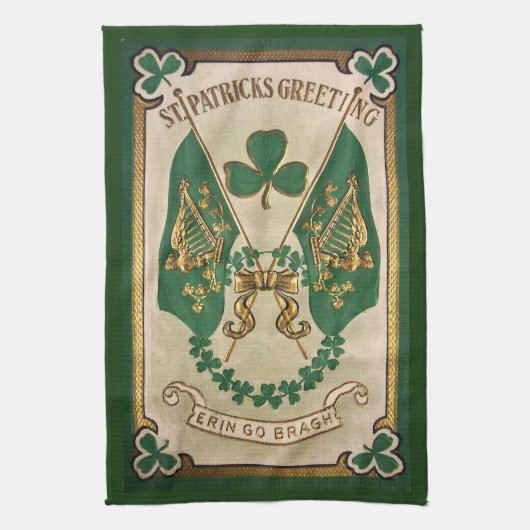Keukenhanddoek met St. Patrick's Day-wens (Verticaal)