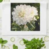 Keukenhanddoek met twee elegante witte dahlias (Gevouwen)