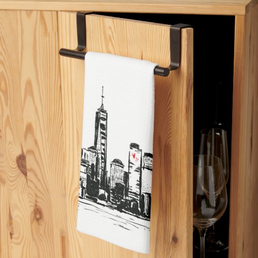 Keukenhanddoek met uitzicht op NY City (Derde Gevouwen)