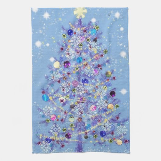 Keukenhanddoek met versierde kerstboom (Verticaal)