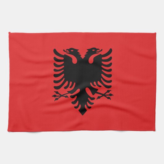 Keukenhanddoek met vlag van Albanië (Horizontaal)