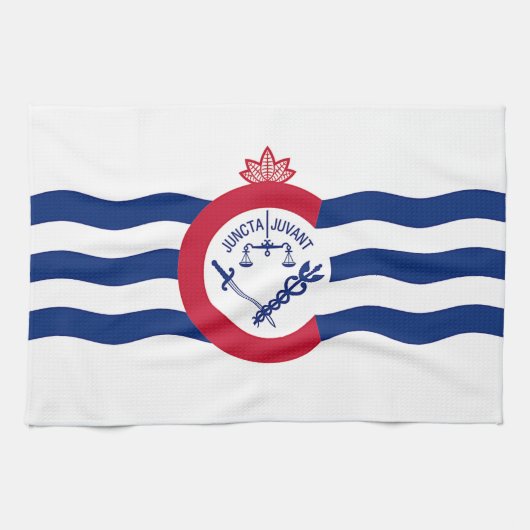 Keukenhanddoek met vlag van Cincinnati City, VS (Horizontaal)