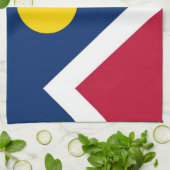 Keukenhanddoek met vlag van Denver, Colorado (Gevouwen)