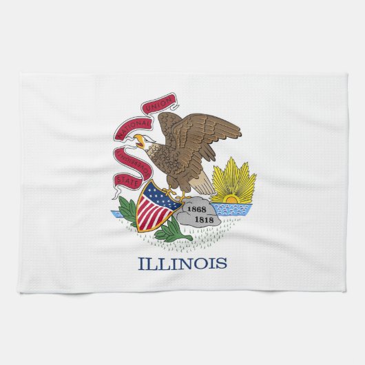 Keukenhanddoek met vlag van Illinois, V.S.A. (Horizontaal)