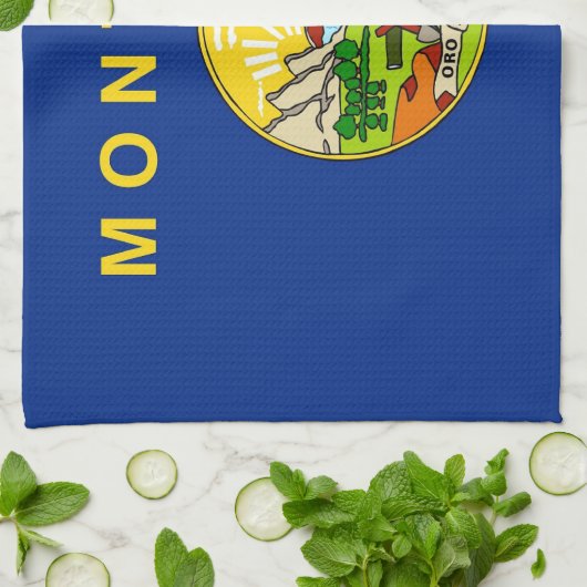 Keukenhanddoek met vlag van Montana, V.S.A. (Gevouwen)