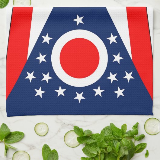 Keukenhanddoek met vlag van Ohio, U.S.A. (Gevouwen)