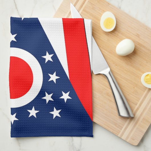 Keukenhanddoek met vlag van Ohio, U.S.A. (Quarter Fold)