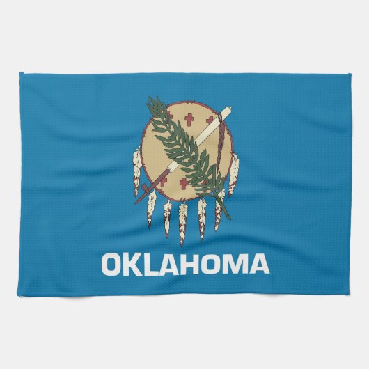 Keukenhanddoek met vlag van Oklahoma, V.S.A. (Horizontaal)
