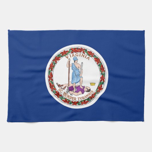 Keukenhanddoek met vlag van Virginia, V.S.A. (Horizontaal)