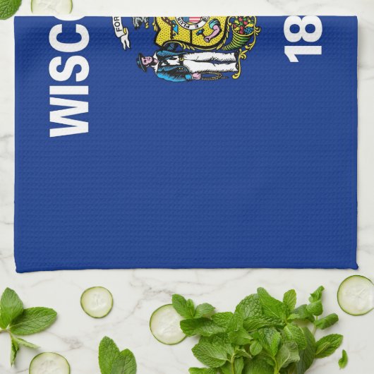Keukenhanddoek met vlag van Wisconsin, VS (Gevouwen)