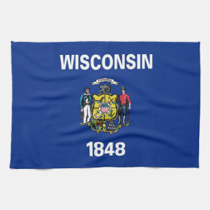 Keukenhanddoek met vlag van Wisconsin, VS