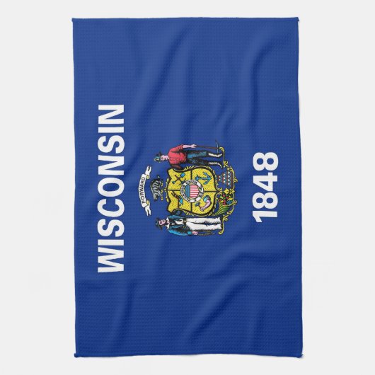 Keukenhanddoek met vlag van Wisconsin, VS (Verticaal)
