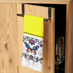 Keukenhanddoek met vlinderborduursel