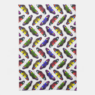 Keukenhanddoek met vlinders in regenboogkleuren