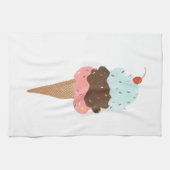 Keukenhanddoek met zoete drievoudige ijsjes (Horizontaal)