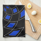 Keukenhanddoek met zwart en blauw Abstract Ontwerp (Quarter Fold)