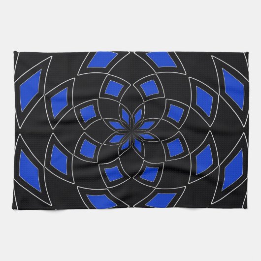 Keukenhanddoek met zwart en blauw Abstract Ontwerp (Horizontaal)