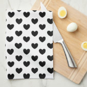 Keukenhanddoek met zwart en wit hart (Quarter Fold)