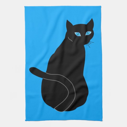 Keukenhanddoek met zwarte kat (Verticaal)