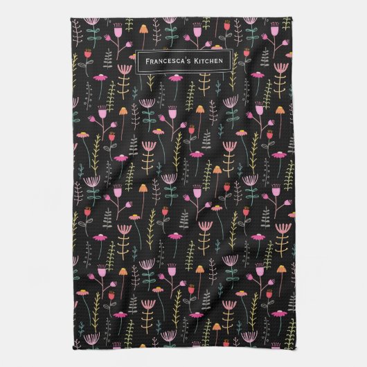 Keukenhanddoek - Neon Wildflower, op maat gemaakt  (Verticaal)