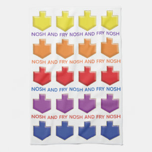 Keukenhanddoek "Nosh & Fry 3D Dreidels"