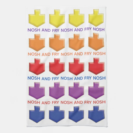 Keukenhanddoek "Nosh & Fry 3D Dreidels" (Verticaal)