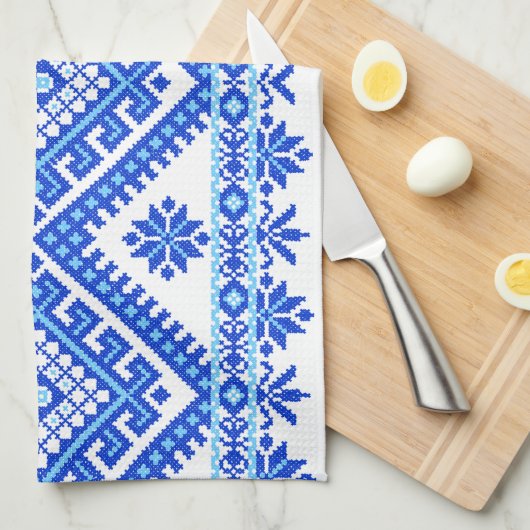 Keukenhanddoek Oekraïnse ondertiteling Blauw (Quarter Fold)