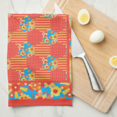 Keukenhanddoek of theedoek, Oranje, blauw patchwor (Quarter Fold)