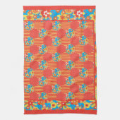 Keukenhanddoek of theedoek, Oranje, blauw patchwor (Verticaal)